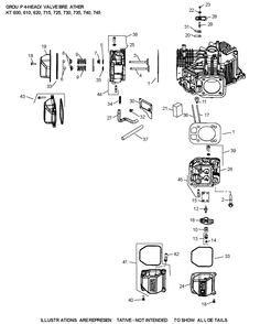 Kt735-3092 Cylinderhead And Breather Diagram and Parts List for KT735-3092  Cub Cadet Lawn Tractor